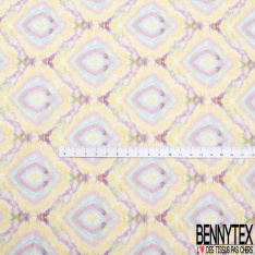 Coton viscose imprimé motif seventie's délavé tie and die pastel