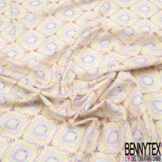 Coton viscose imprimé motif seventie's délavé tie and die pastel