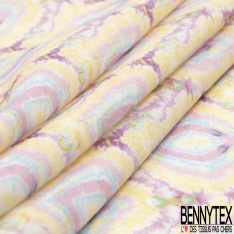 Coton viscose imprimé motif seventie's délavé tie and die pastel