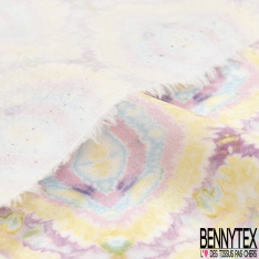 Coton viscose imprimé motif seventie's délavé tie and die pastel