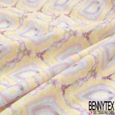 Coton viscose imprimé motif seventie's délavé tie and die pastel