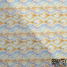 Coton viscose imprimé motif seventie's délavé tie and die pastel