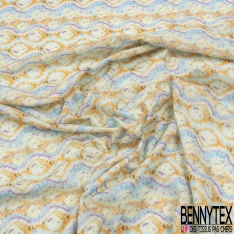 Coton viscose imprimé motif seventie's délavé tie and die pastel