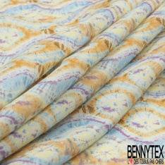 Coton viscose imprimé motif seventie's délavé tie and die pastel