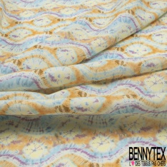 Coton viscose imprimé motif seventie's délavé tie and die pastel