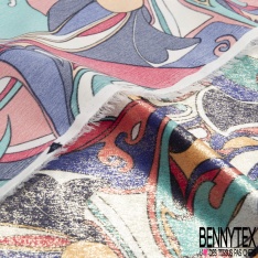 Microfibre woolpeach effet laqué paillette or imprimé seventie's berlingot
