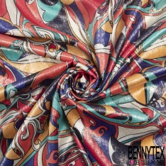 Microfibre woolpeach effet laqué paillette or imprimé seventie's berlingot