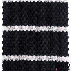 Cravate tricotée soie imprimé rayure horizontale écru marine