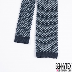 Cravate tricotée laine fantaisie imprimé rayure chinée kaki écru marron