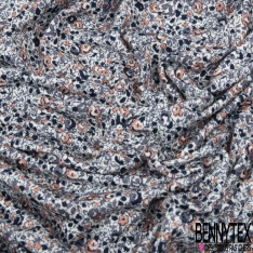 Jersey viscose Liberty imprimé petite fleur champêtre beige nude rosé fond noir
