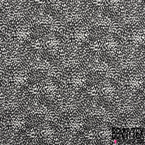Jersey viscose Liberty imprimé mini fleur champêtre noir souris corail fond blanc cassé