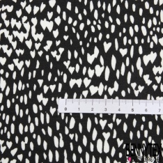 Jersey viscose Liberty imprimé mini fleur champêtre noir souris corail fond blanc cassé