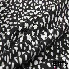 Jersey viscose Liberty imprimé mini fleur champêtre noir souris corail fond blanc cassé