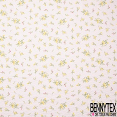 Polycoton sursucker gaufré mini rose sur tige fond rose layette