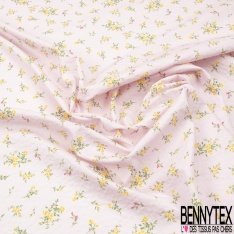 Polycoton sursucker gaufré mini rose sur tige fond rose layette