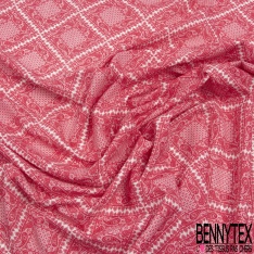 Coton viscose imprimé motif sinusoïde seventie's délavé tie and die pastel