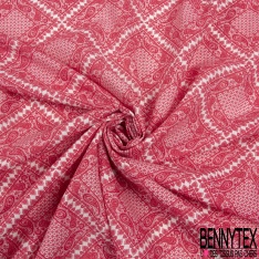 Coton viscose imprimé motif sinusoïde seventie's délavé tie and die pastel