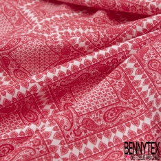 Coton viscose imprimé motif sinusoïde seventie's délavé tie and die pastel