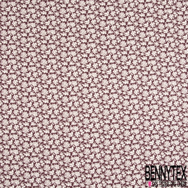 Coton style Liberty imprimé grande fleur noir blanc
