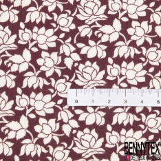 Coton style Liberty imprimé grande fleur noir blanc
