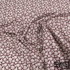 Coton style Liberty imprimé grande fleur noir blanc