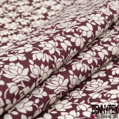 Coton style Liberty imprimé grande fleur noir blanc
