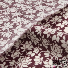 Coton style Liberty imprimé grande fleur noir blanc