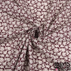 Coton style Liberty imprimé grande fleur noir blanc