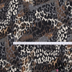 Coupon 3m Crêpe polyester élasthanne imprimé petit motif floral abstrait fond crème