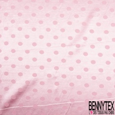Coupon 3m Satin polyester jacquard motif pois rose candy fond rose candy