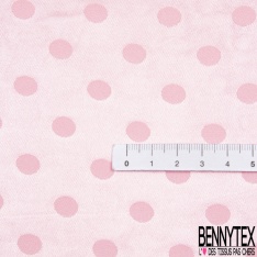 Coupon 3m Satin polyester jacquard motif pois rose candy fond rose candy
