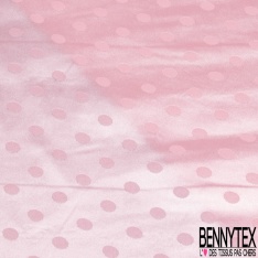 Coupon 3m Satin polyester jacquard motif pois rose candy fond rose candy